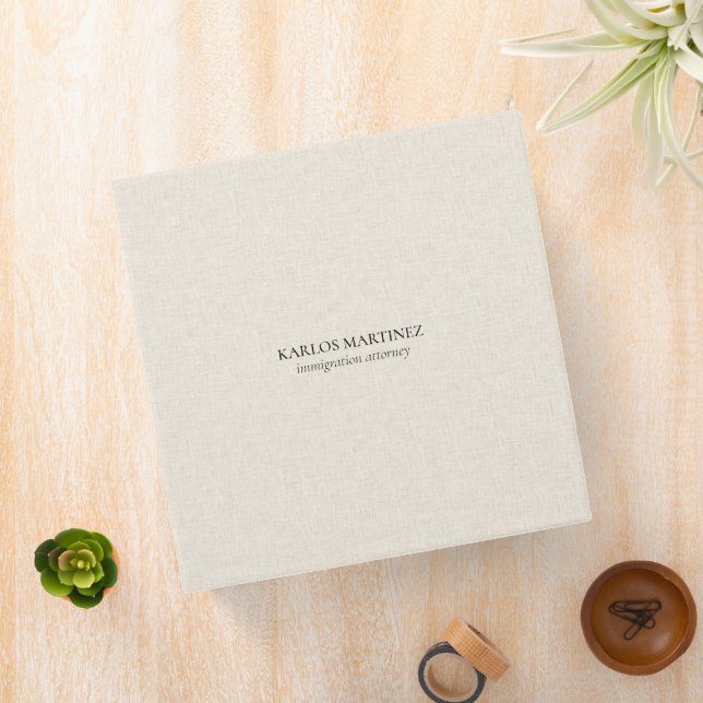 Classeur Black Text On Beige Linen Immigration Attorney (In Situ)