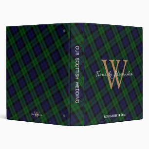 Classeur Black Watch Scottish Tartan Gold Monogram Mariage