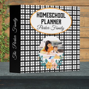 Classeur Black White En vichy Homeschool Planner Nom de la
