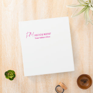 Classeur blanc avec typographie rose personnalisée