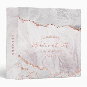 Classeur Blanc et Rose Gold Agate Marbre Mariage Album phot