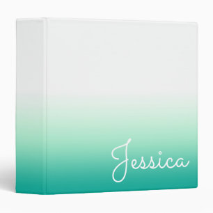 Classeur Blanc Mint vert et Turquoise Colorblock Ombre