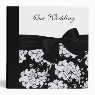 Classeur blanc noir d'album de KRW mariage damassé