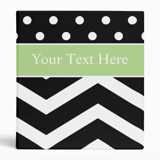 Classeur Blanc noir Vert Chevron personnalisé (Devant)