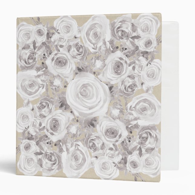 Classeur Blanc Russe Roses d'hiver Shabby Chic Mariage (Devant/Intérieur)