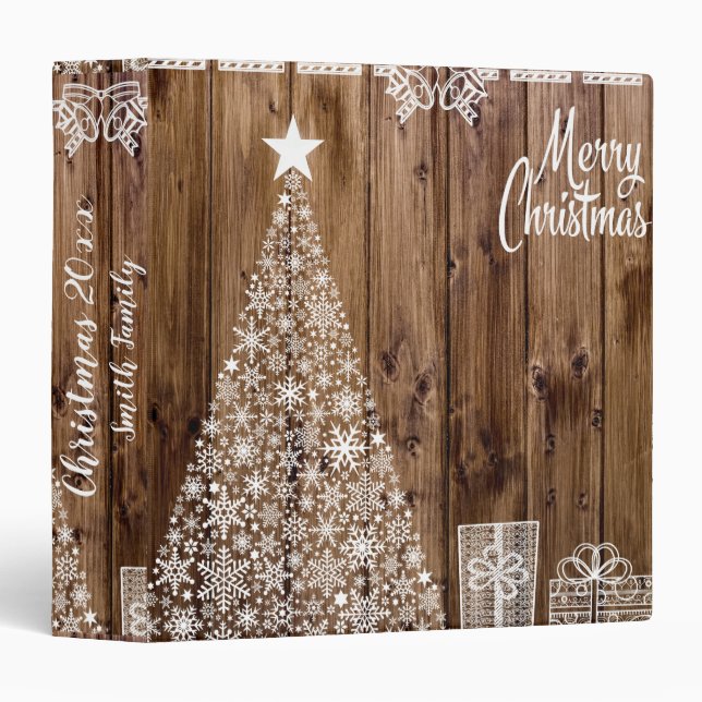 Classeur Blanc sur le Noël du bois (Devant/Côté)