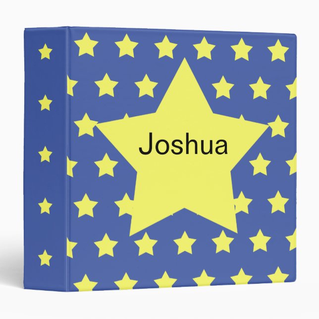 Classeur - Bleu avec étoiles jaunes (Devant/Côté)