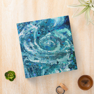 Classeur Bleu Blanc Turquoise Mer vague Splash Abstraction