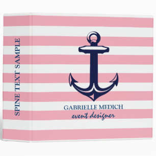 Classeur Bleu Bleu Ancre marine rose et blanc