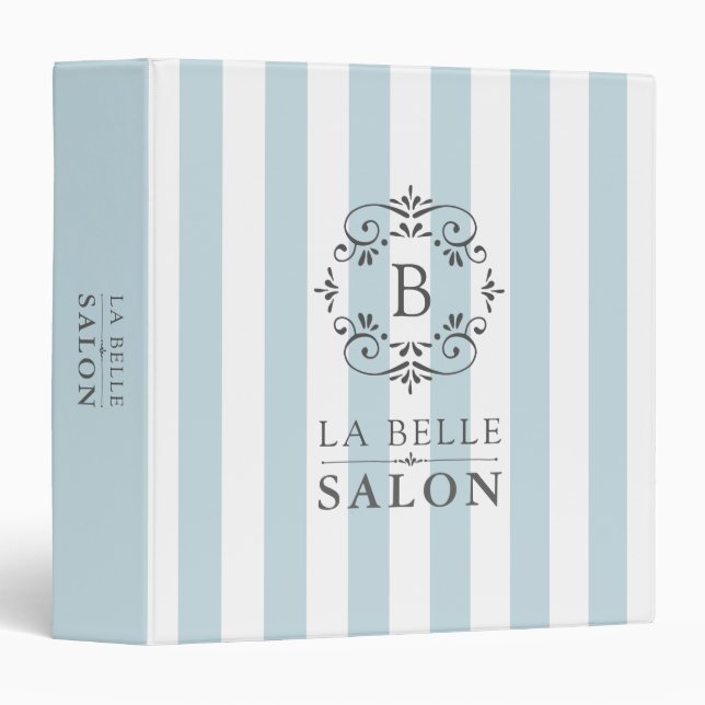 Classeur Bleu Bleu Bleu Français avec logo Monogramme (Devant/Côté)