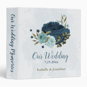 Classeur bleu clair marine fleurs mariage album photo
