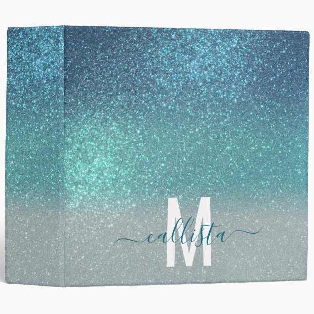 Classeur Bleu clair Turquoise Parties scintillant brillante (Devant/Côté)