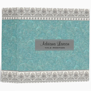 Classeur Bleu Damas Et Bordure Grise