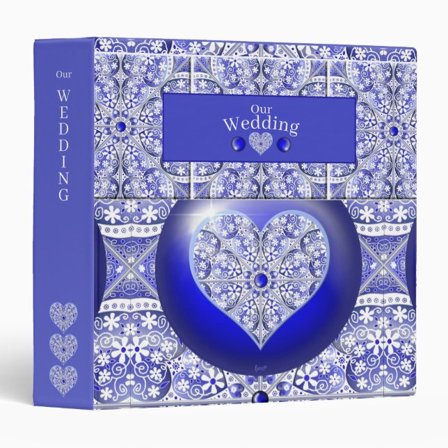 Classeur Bleu de dentelle en céramique de Grèce (Devant/Côté)