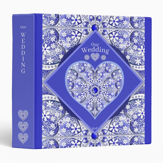 Classeur Bleu de dentelle en céramique de Grèce (Devant/Côté)