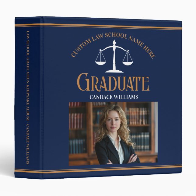 Classeur Bleu de la Marine École de droit de l'or Diplôme d (Devant/Côté)