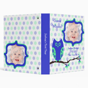 Classeur bleu de livre de photo de bébé de hibou