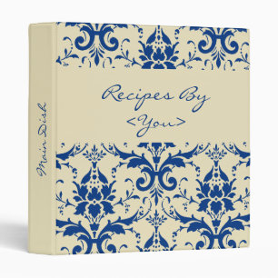 Classeur bleu de livre de recette de damassé