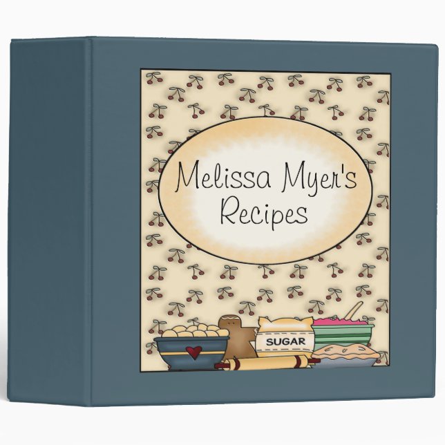 Classeur bleu de recette de cuisine de pays/2 (Devant/Côté)