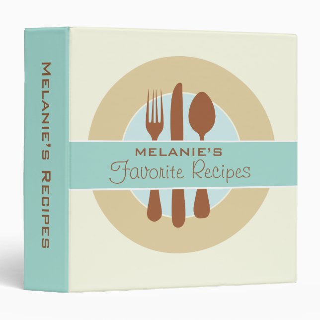 Classeur bleu de recette de plat (Devant/Côté)