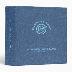 Classeur Bleu Denim Tissu Texture Logo personnalisé