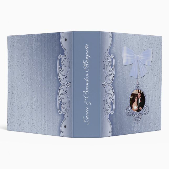 Classeur bleu élégant d'album photos de mariage (Arrière-plan)