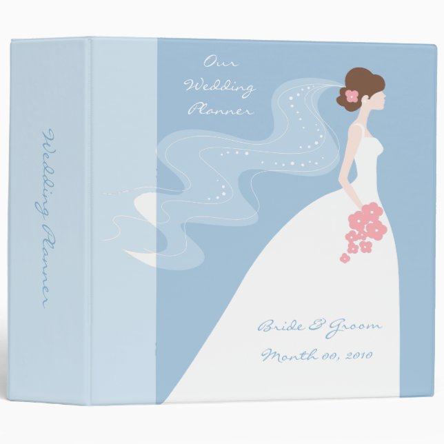 Classeur bleu élégant de wedding planner (Devant/Côté)