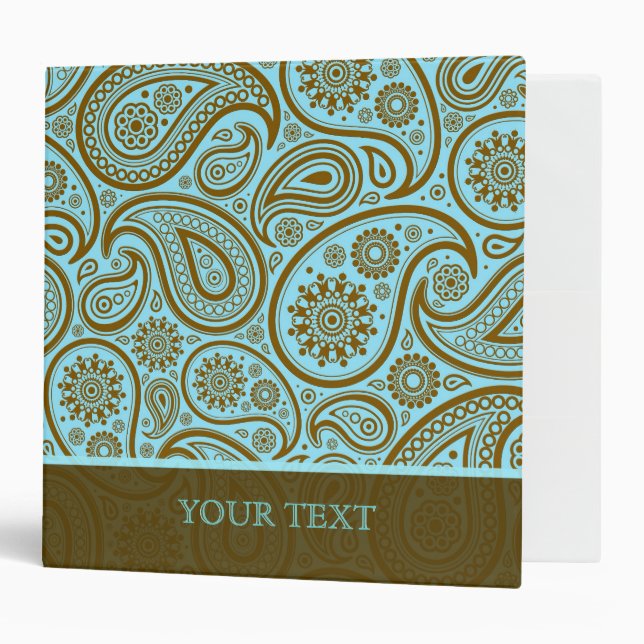 Classeur Bleu et Brown Paisley Retro Motif-Modèle (Devant/intérieur)