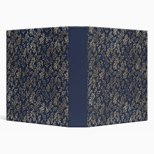 Classeur Bleu et or Abstrait Art Déco Motif Feuille