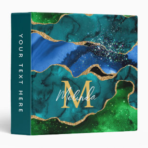 Classeur Bleu et vert Peacock Faux Parties scintillant Agat
