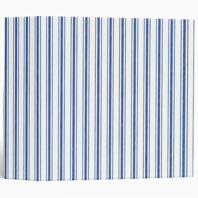 Classeur Bleu foncé et blanc matelas Ticking Narrow (Devant/Côté)
