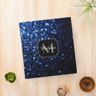 Classeur Bleu foncé profond brillant faux paillettes scinti