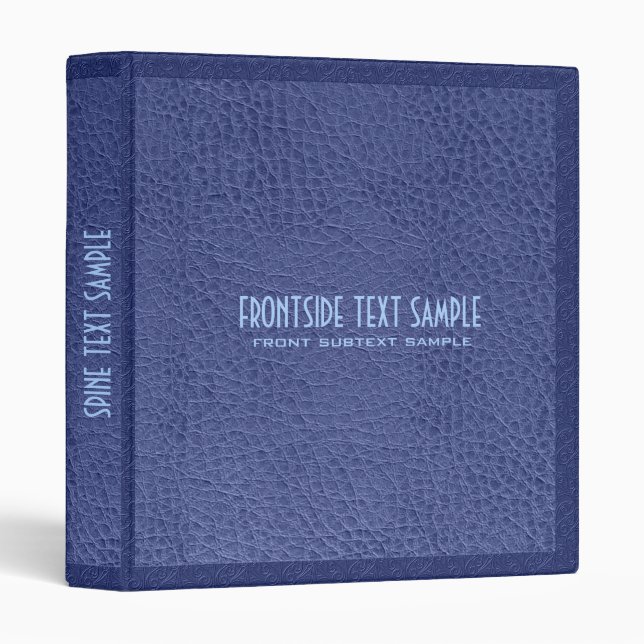 Classeur Bleu foncé Vintage Faux cuir (Devant/Côté)