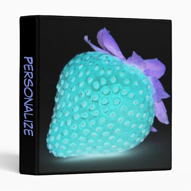 Classeur Bleu fraise neon look mignon turquoise noir (Devant/Côté)