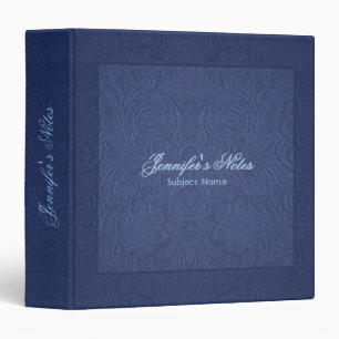 Classeur Bleu gaufré Floral Design Suede cuir look