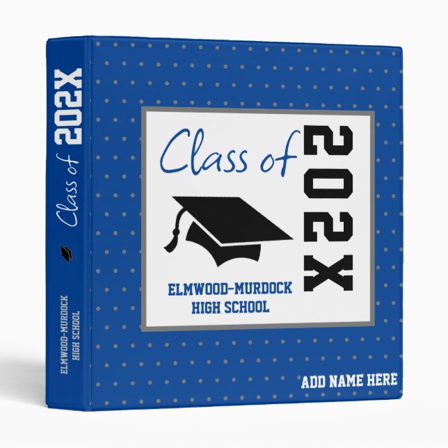 Classeur Bleu Graduation High School Scrapbook Album (Devant/Côté)