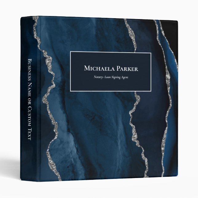 Classeur Bleu marine Agate argentée Entreprise (Devant/Côté)