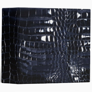 Classeur Bleu marine brillant de peau de crocodile