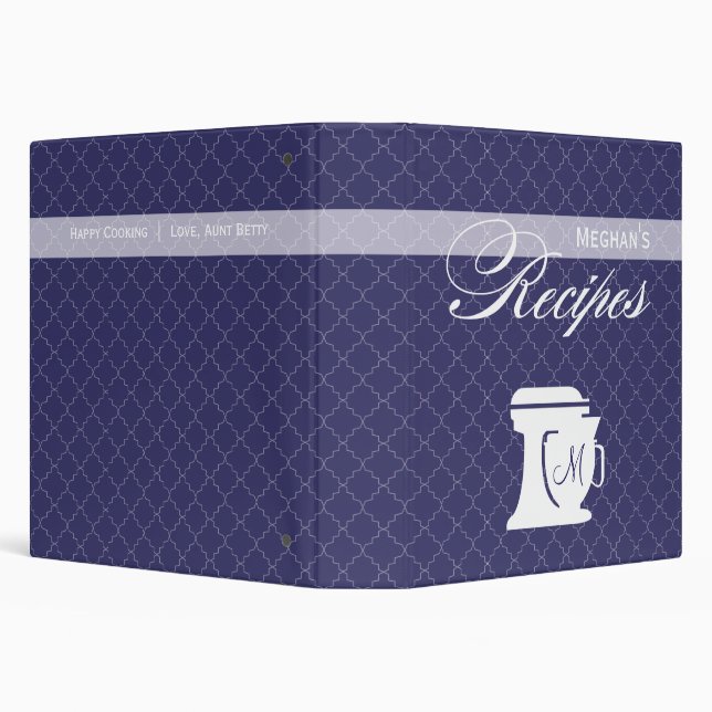 Classeur Bleu marine du livre | de recette de monogramme (Arrière-plan)