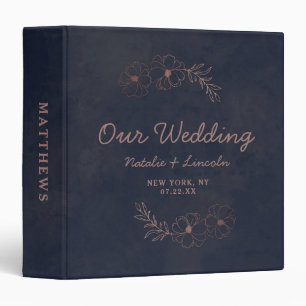 Classeur Bleu Marine et Rose Gold Foil Mariage Photo Album