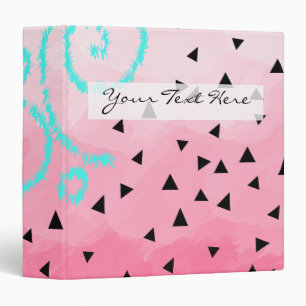 Classeur bleu menthe noir motif rose