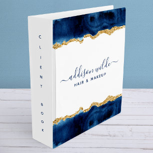 Classeur Bleu Nuit Et Or Entreprise Cliente Aquarelle