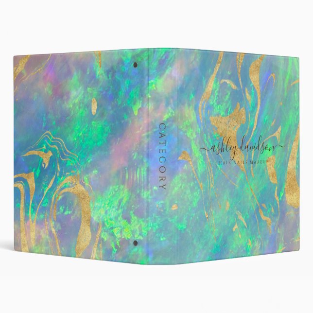 Classeur Bleu Opal Iridescente moderne Glam 3 anneau Classe (Arrière-plan)