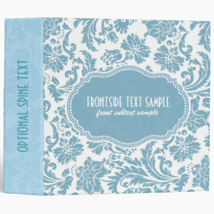 Classeur Bleu pastel et blanc Damas florales