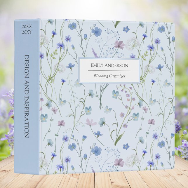 Classeur Bleu pourpre joli Fleur sauvage motif floral (In situ)