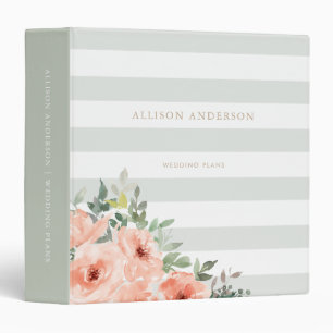 Classeur Bleu rose Floral Sage Vert Grandes