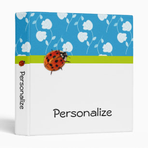 Classeur Bleu tendance Ladybug Floral avec nom