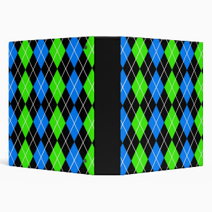 Classeur Bleu Vert Noir Argyle Diamant Design