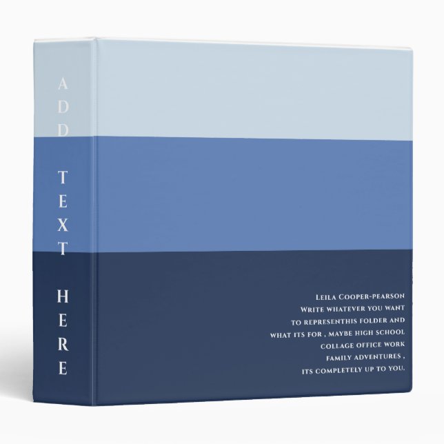 Classeur Bloc de couleur moderne bleu (Devant/Côté)