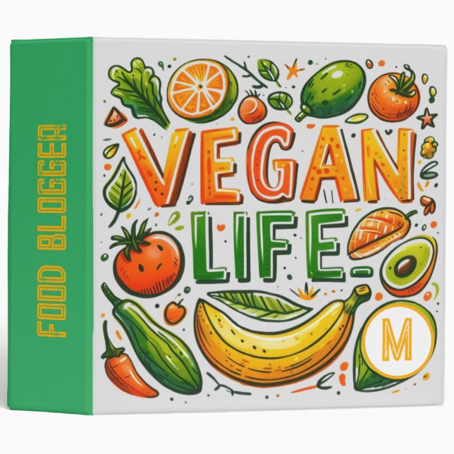 Classeur Blogueur végane de décoration alimentaire Fruitée  (Devant/Côté)